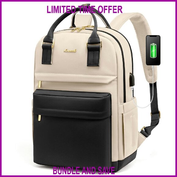 Handbags - 15.6 Inch Laptop Backpack with USB Port, Waterproof, Multi-Compartment Travel